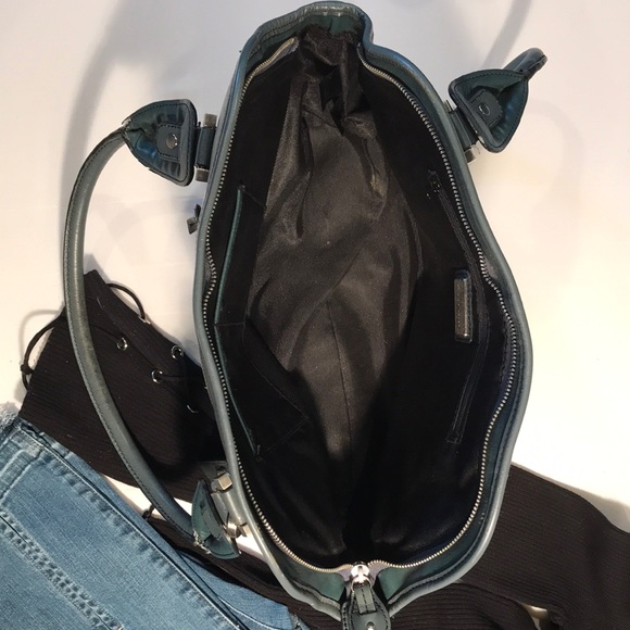 Etienne Aigner 100% Leather Slate Gray 90’s Satchel - Picture 5 of 8